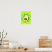 Cute Cartoon Avocado on Distress Green Vortex Poster (Keuken)