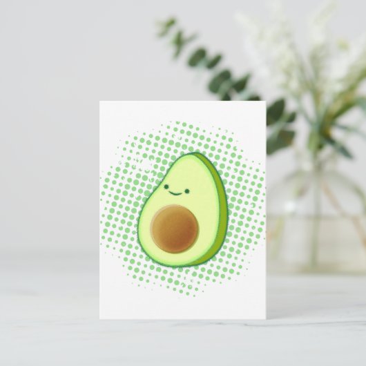 Cute Cartoon Avocado on Distress Vortex Briefkaart (Staand voorkant)