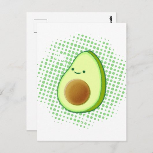 Cute Cartoon Avocado on Distress Vortex Briefkaart (Voorkant / Achterkant)