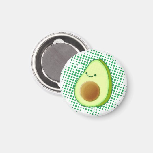 Cute Cartoon Avocado on Distress Vortex Magneet (Voorkant / Achterkant)