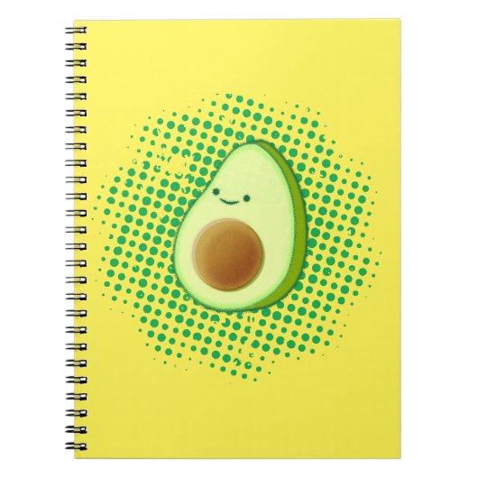 Cute Cartoon Avocado on Distress Vortex Notitieboek (Voorkant)