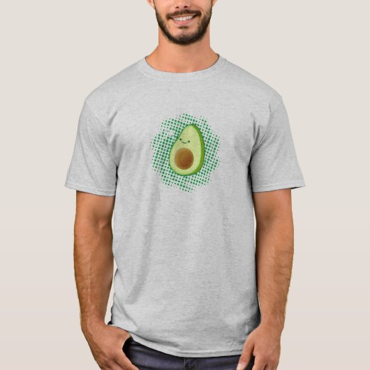 Cute Cartoon Avocado on Distress Vortex T-shirt (Voorkant)