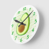 Cute Cartoon Avocado on Green Vortex Ronde Klok (Hoek)
