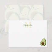 Cute Cartoon Avocado Personalized Monogram Notitiekaartje (Voorkant / Achterkant)