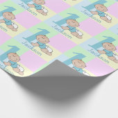 Cute Cartoon Baby Boy 1e verjaardag Cadeaupapier (Hoek)