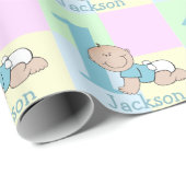Cute Cartoon Baby Boy 1e verjaardag Cadeaupapier (Rol Hoek)