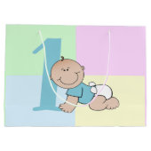 Cute Cartoon Baby Boy 1e verjaardag Large Cadeautasje (Achterkant)