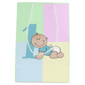 Cute Cartoon Baby Boy 1e verjaardag Medium Cadeauzakje (Achterkant)