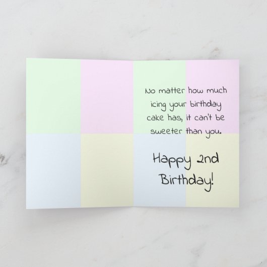 Cute Cartoon Baby Boy 2de verjaardag Kaart (Binnen)