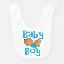 Cute Cartoon Baby Boy Text in Bright Blue -