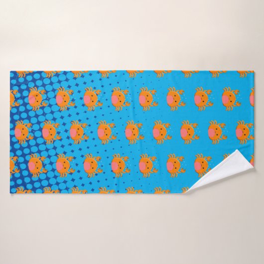 Cute Cartoon Baby Crab Blue Ocean Badhanddoek (Badhanddoek)