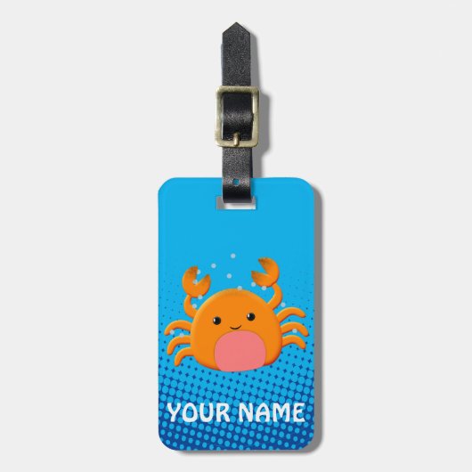 Cute Cartoon Baby Crab Blue Ocean Bagagelabel (Voorkant verticaal)