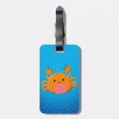 Cute Cartoon Baby Crab Blue Ocean Bagagelabel (Achterkant verticaal)