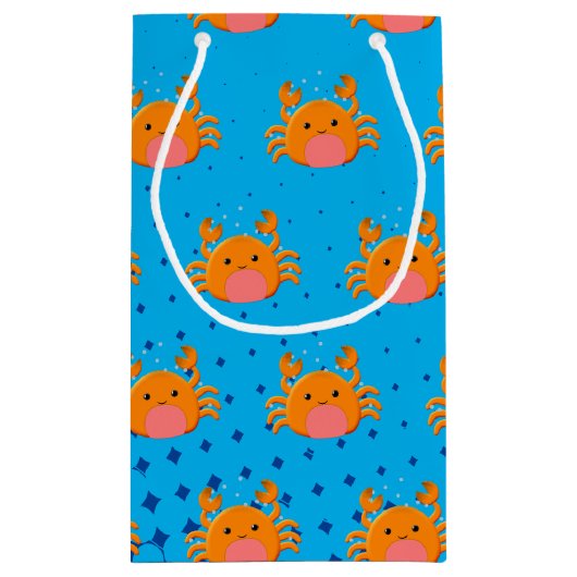 Cute Cartoon Baby Crab Blue Ocean Klein Cadeauzakje (Achterkant)