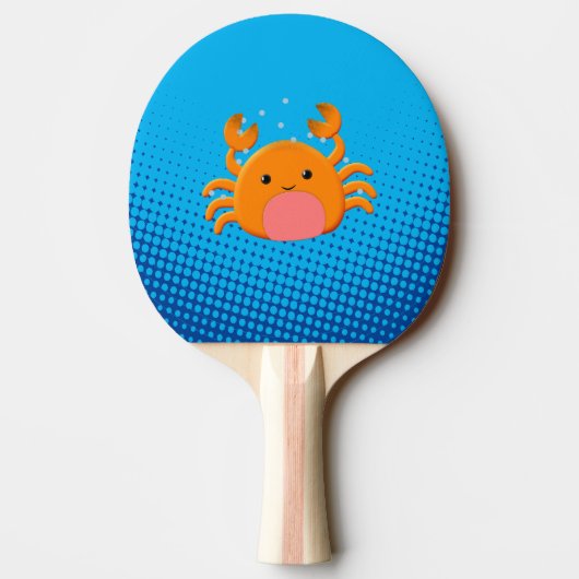 Cute Cartoon Baby Crab Blue Ocean Tafeltennisbatje (Achterkant)