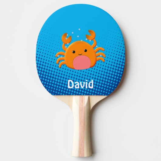 Cute Cartoon Baby Crab Blue Ocean Tafeltennisbatje (Voorkant)
