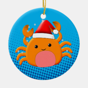 Cute Cartoon Baby Crab Santas Pet Keramisch Ornament