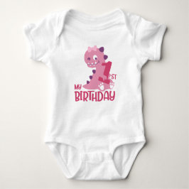 Cute Cartoon Baby Girl Dinosaurs 1e verjaardag Romper