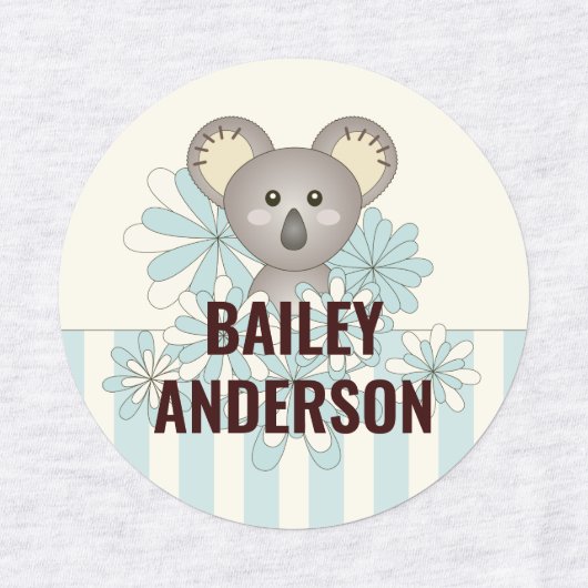 Cute Cartoon Baby Koala Kids Naam Kleding Labels (Design 1)