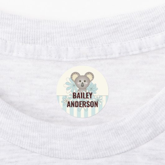 Cute Cartoon Baby Koala Kids Naam Kleding Labels (Aangebracht)