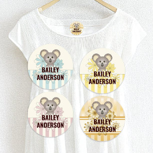 Cute Cartoon Baby Koala Kids Naam Kleding Labels