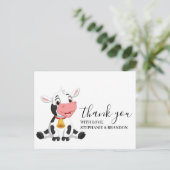 Cute Cartoon Baby Koe Hartelijk dank Briefkaart (Staand voorkant)