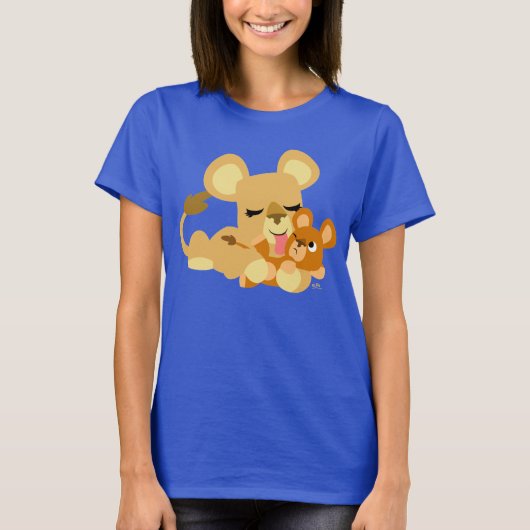 Cute Cartoon Baby Lion's Bath Women T-Shirt (Voorkant)