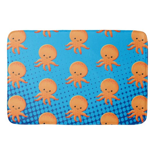 Cute Cartoon Baby Octopus Blue Ocean Badmat (Voorkant)