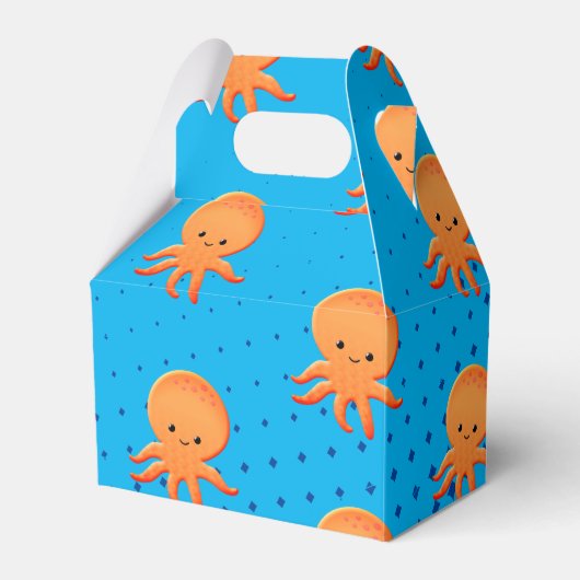 Cute Cartoon Baby Octopus Blue Ocean Bedankdoosjes (Voorkant Zijde)