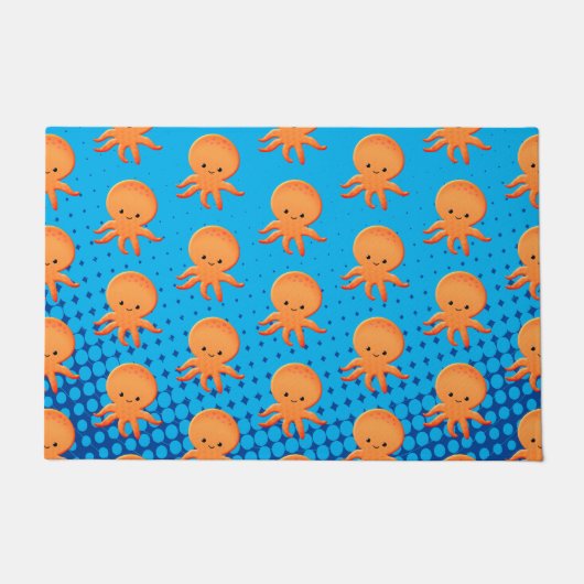 Cute Cartoon Baby Octopus Blue Ocean Deurmat (Voorkant)