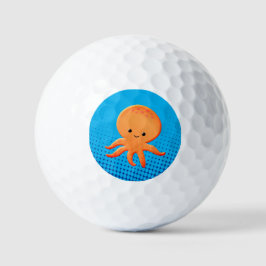 Cute Cartoon Baby Octopus Blue Ocean Golfballen