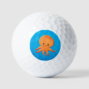Cute Cartoon Baby Octopus Blue Ocean Golfballen