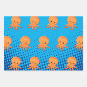 Cute Cartoon Baby Octopus Blue Ocean Inpakpapier Vel (Voorkant 3)