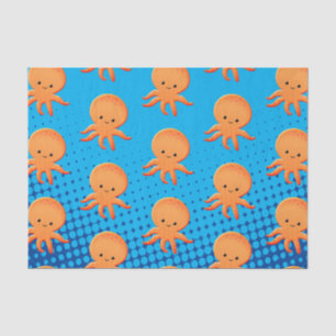 Cute Cartoon Baby Octopus Blue Ocean Tissuepapier