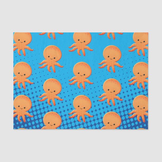Cute Cartoon Baby Octopus Blue Ocean Tissuepapier (Voorkant)