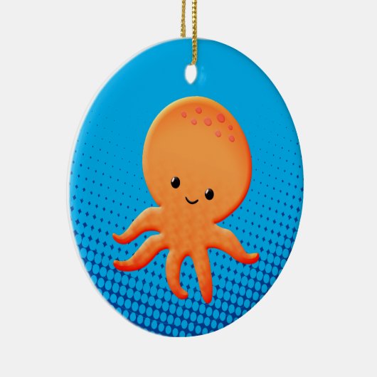 Cute Cartoon Baby Octopus Keramisch Ornament (Rechts)