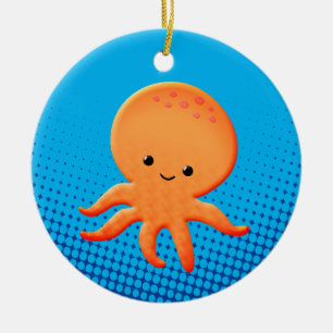 Cute Cartoon Baby Octopus Keramisch Ornament