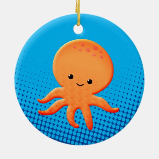 Cute Cartoon Baby Octopus Keramisch Ornament (Achterkant)