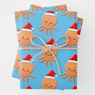 Cute Cartoon Baby Octopus Santas Pet Inpakpapier Vel