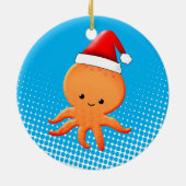 Cute Cartoon Baby Octopus Santas Pet Keramisch Ornament (Achterkant)