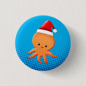 Cute Cartoon Baby Octopus Santas Pet Ronde Button 3,2 Cm (Voorkant)