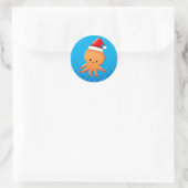 Cute Cartoon Baby Octopus Santas Ronde Sticker (Tas)