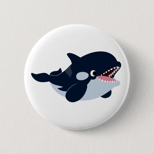 Cute Cartoon Baby Orca Button (Voorkant)
