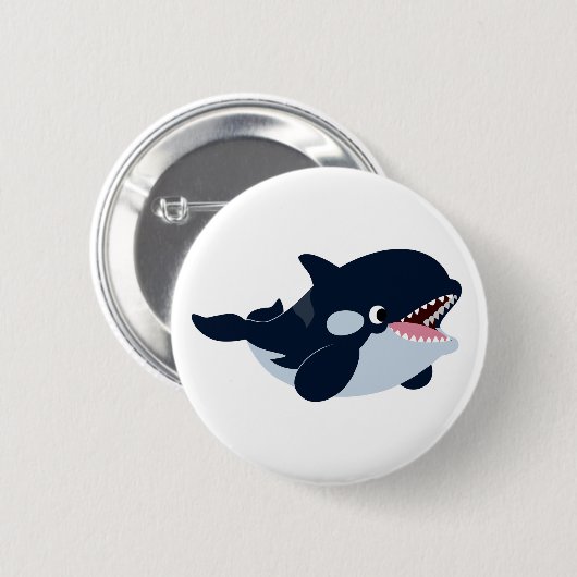 Cute Cartoon Baby Orca Button (Voorkant /achterkant)
