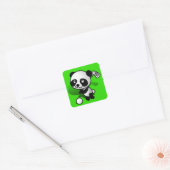 Cute Cartoon Baby Panda Beer Golfing Vierkante Sticker (Envelop)