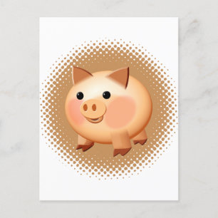 Cute Cartoon Baby Pig Briefkaart