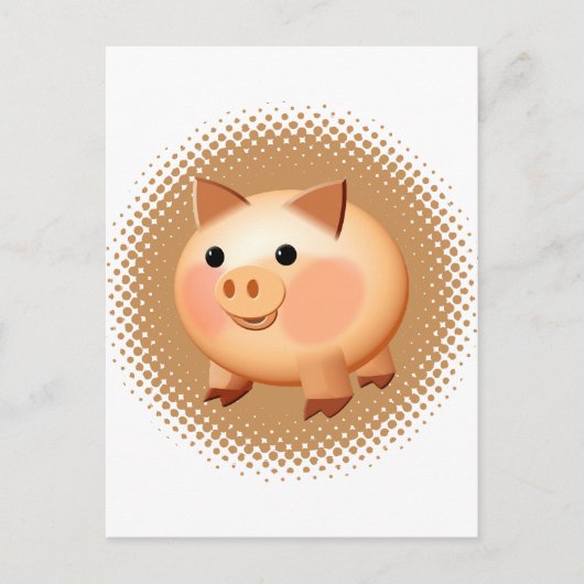 Cute Cartoon Baby Pig Briefkaart (Voorkant)