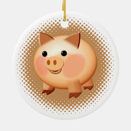 Cute Cartoon Baby Pig Keramisch Ornament (Achterkant)
