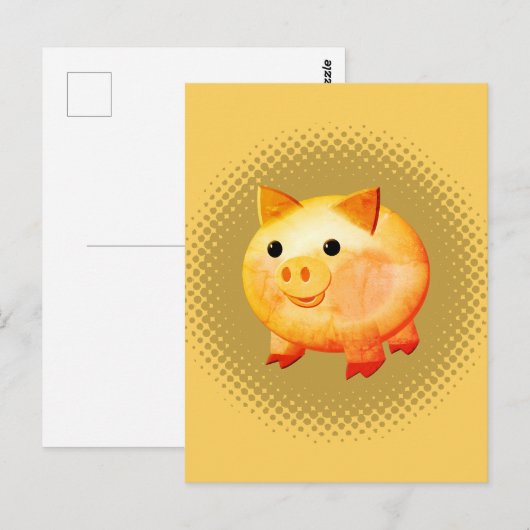 Cute Cartoon Baby Pig Painting Briefkaart (Voorkant / Achterkant)