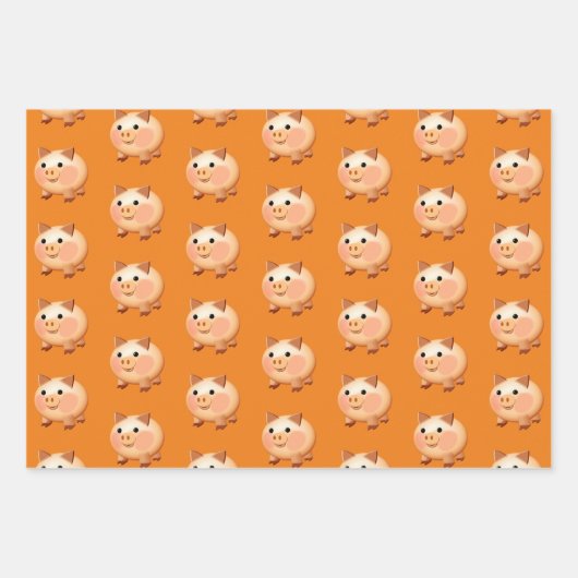 Cute Cartoon Baby Pig Pattern Inpakpapier Vel (Voorkant 2)